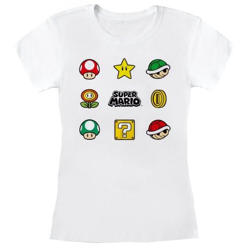 Super Mario Womens/Ladies Items Fitted T-Shirt