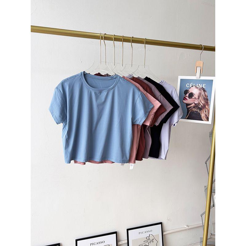 Lu Same Style Yoga Clothes T-shirt Women's Summer Shorts Loose Quick-Drying Breathable Sports Running Short Sleeve T-shirt Workout Clothes