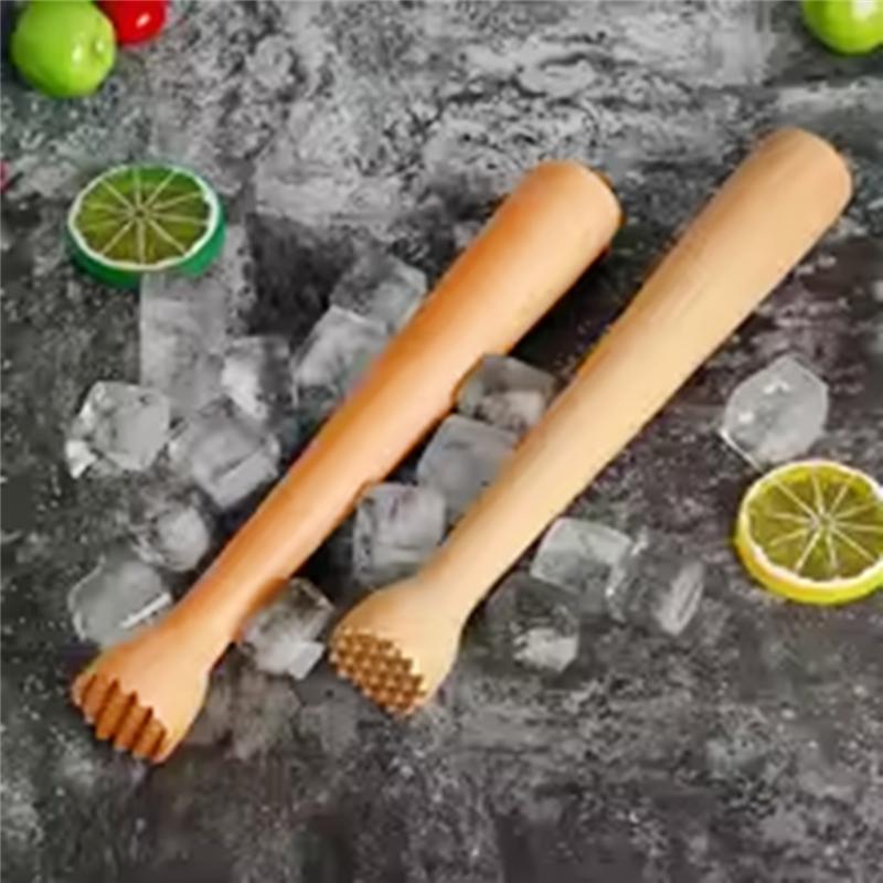 A96I-Fruit Lemon Juice Muddler 2 Pcs Wooden Ice Crusher Press Muddler Cocktail Tools Ice Sticks Hammer Kitchen Equipment