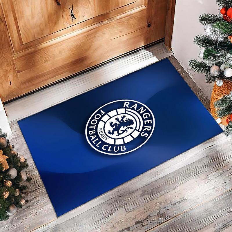 Rangers FC Soccer Football Pattern Soft Area Rug Non Slip Indoor Floor Carpet Sports Decor Mat for Bedroom