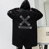 X Print Windbreaker Men Casual Loose Coat Spring Hooded Jacket Soft Comfortable Top Long