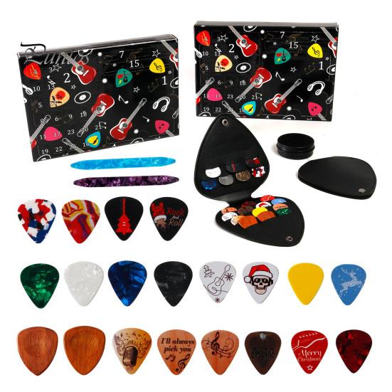 Children Valentine's Day Decoration Guitar Picks Advent Calendar 24-Day Countdown Holiday with And Accessories for Guitarists Music Lovers Activity