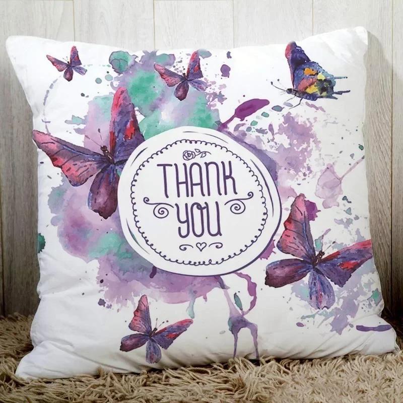 Cozy Couch Cushion Cover Butterfly Printed  Home Decorative Pillows Polyester Peach Fiber Pillowcase Seat Back Cushions