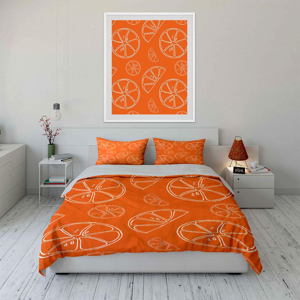 Set Biancheria da Letto Frutta Agrumata Arancia Copripiumino Federe (1 * Copripiumino 2 * Federe, senza piumino)
