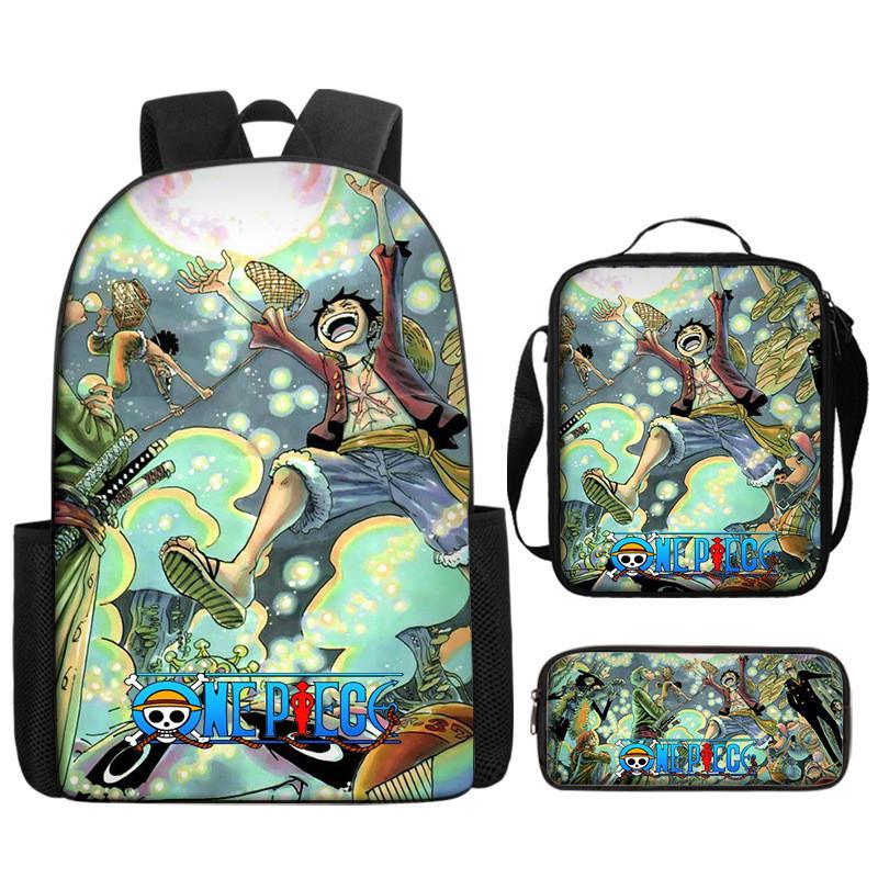 One Piece Piece Anime School Backpack With Air Cushion Straps And Durable Material For Children