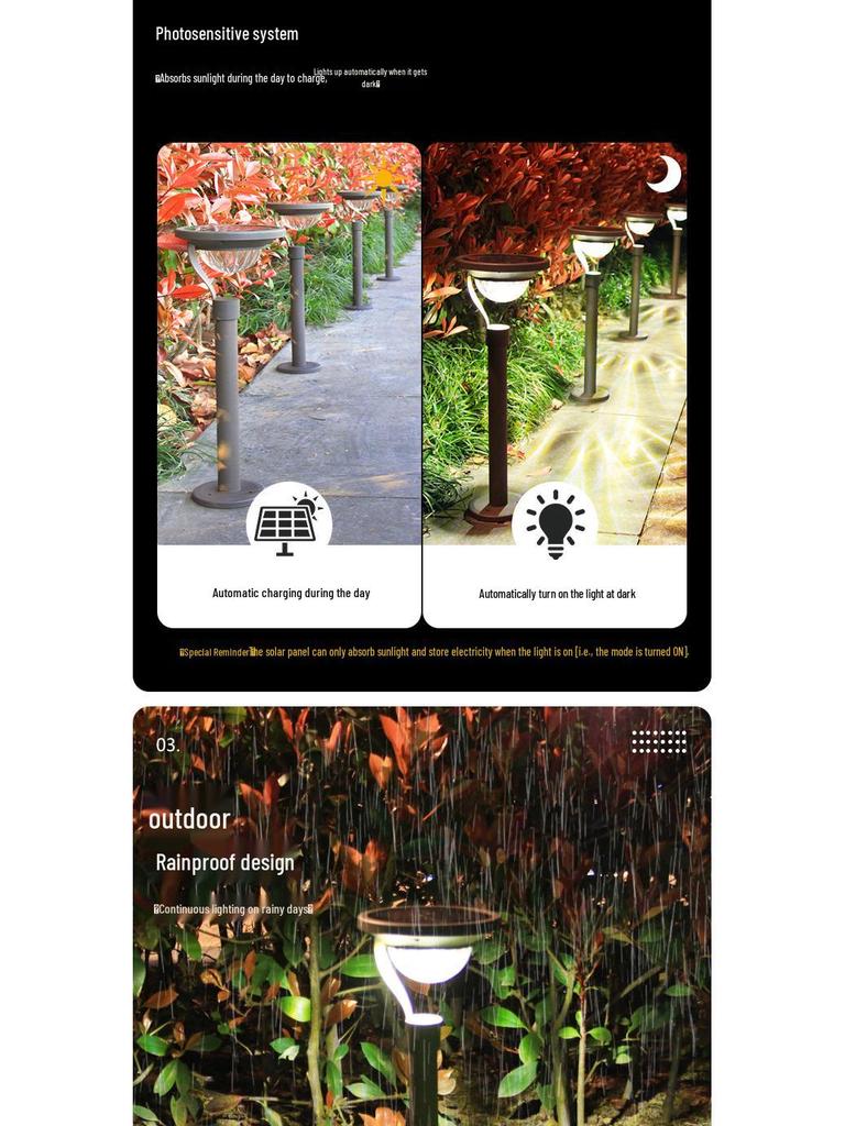 Super Bright LED Solar Lawn Light - Waterproof, Energy-Saving for Gardens, Courtyards, and Villas