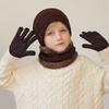 3Pcs Kids Winter Hat Scarf Gloves Set Plush Lining Children Beanie Neck Warmer Non-slip Gloves Kids Cap Set for Girls Boys