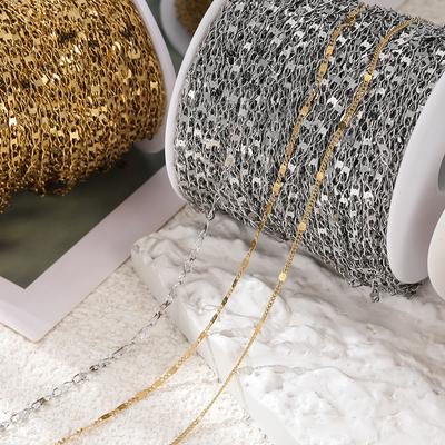 1 Meter/Packung Edelstahl Gold Flach Oval Gefüllte Kabelketten für DIY Halskettenherstellung Schmuckherstellung Zubehör Armband Zubehör