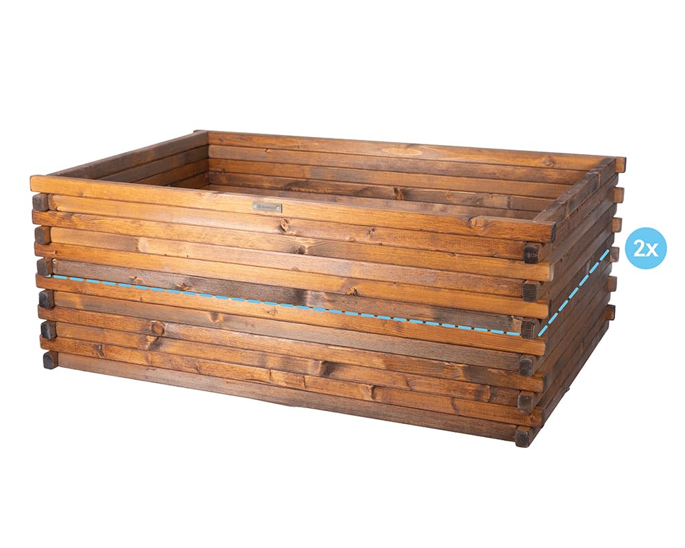 Raised Wooden Bed 100x100x24cm Greenspot - Raised Garden Bed for Herbs, Flowers, Vegetables - Wooden Garden Box, Impregnated - Timber Palisander
