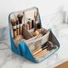 Large Capacity Vertical Makeup Bag Standable Multi-Compartment Skincare Storage Bag with Mirror Partitioned Cosmetic Organizer