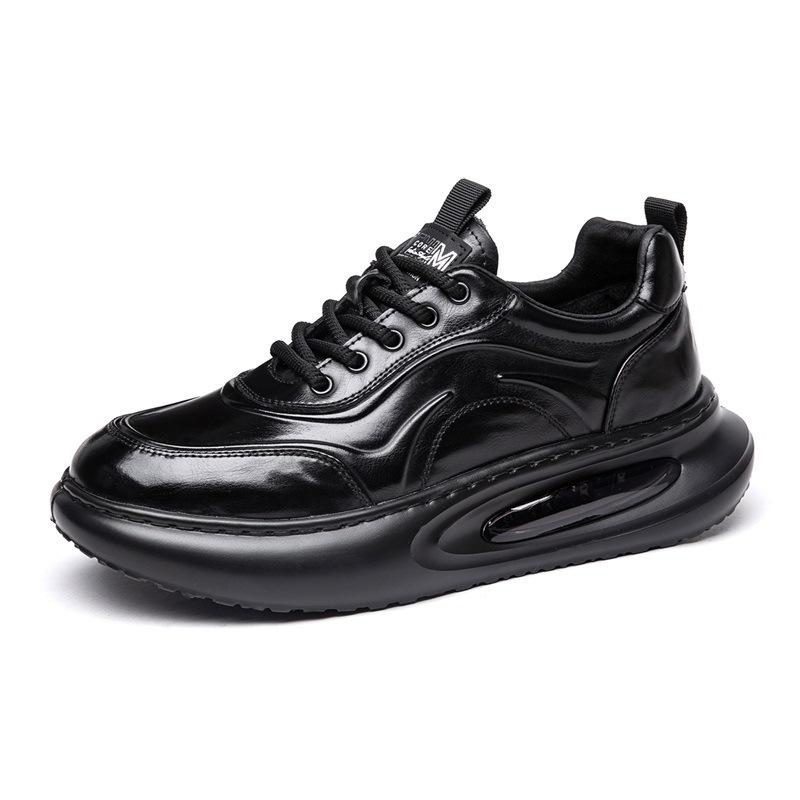 New Men's Shoes Autumn and Winter Trendy Shoes Platform Heightening Versatile Leather Sports Velvet Warm Casual Dad Shoes Men