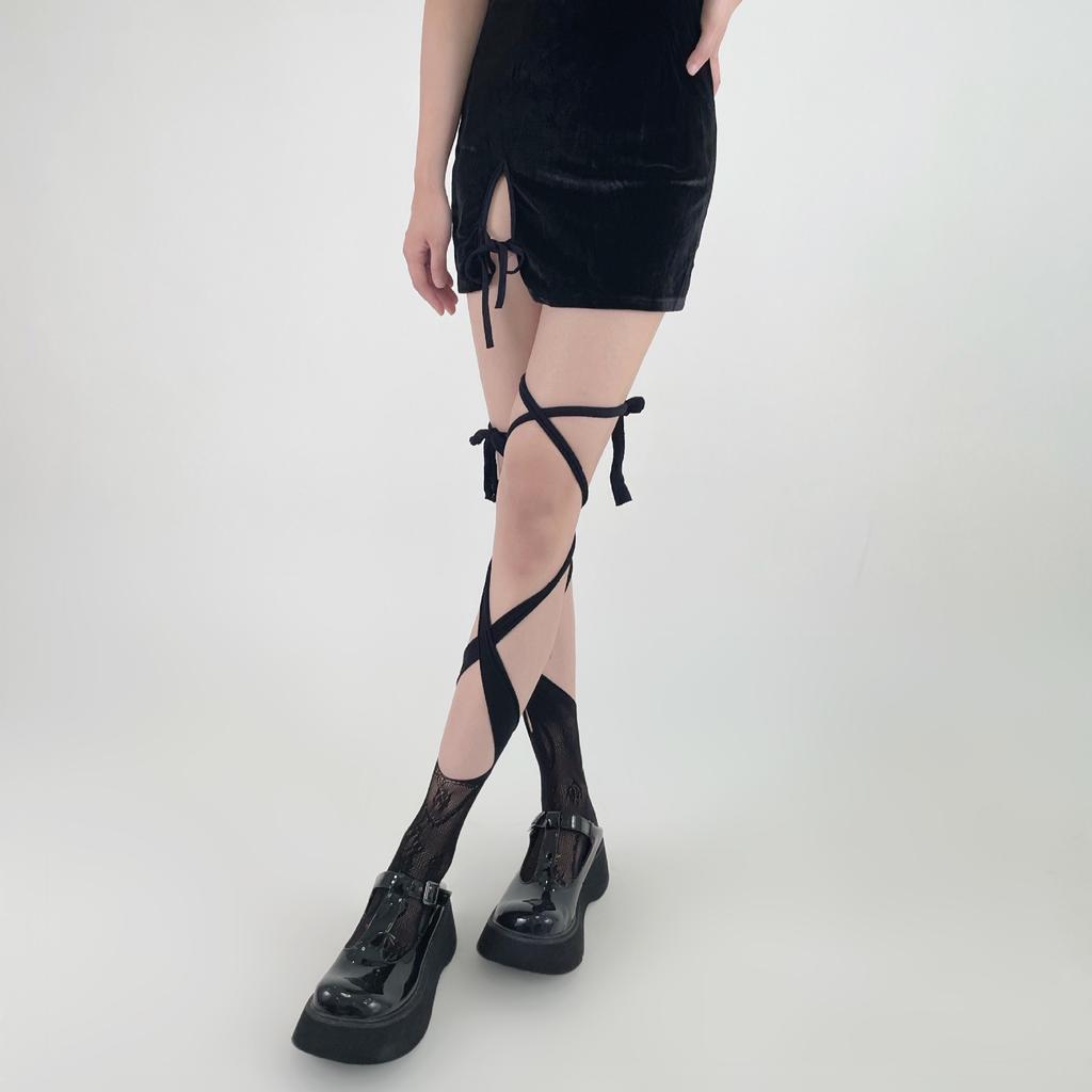 Lolita Socks Female Cute Japanese JK Cross Strap Calf Socks Hot Girl Personality Good Match Medium Tube Split Toe Socks