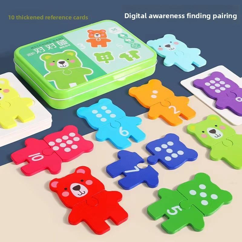 

Puzzle Wooden Learning With Number Matching For Early Education Building Skill Bear