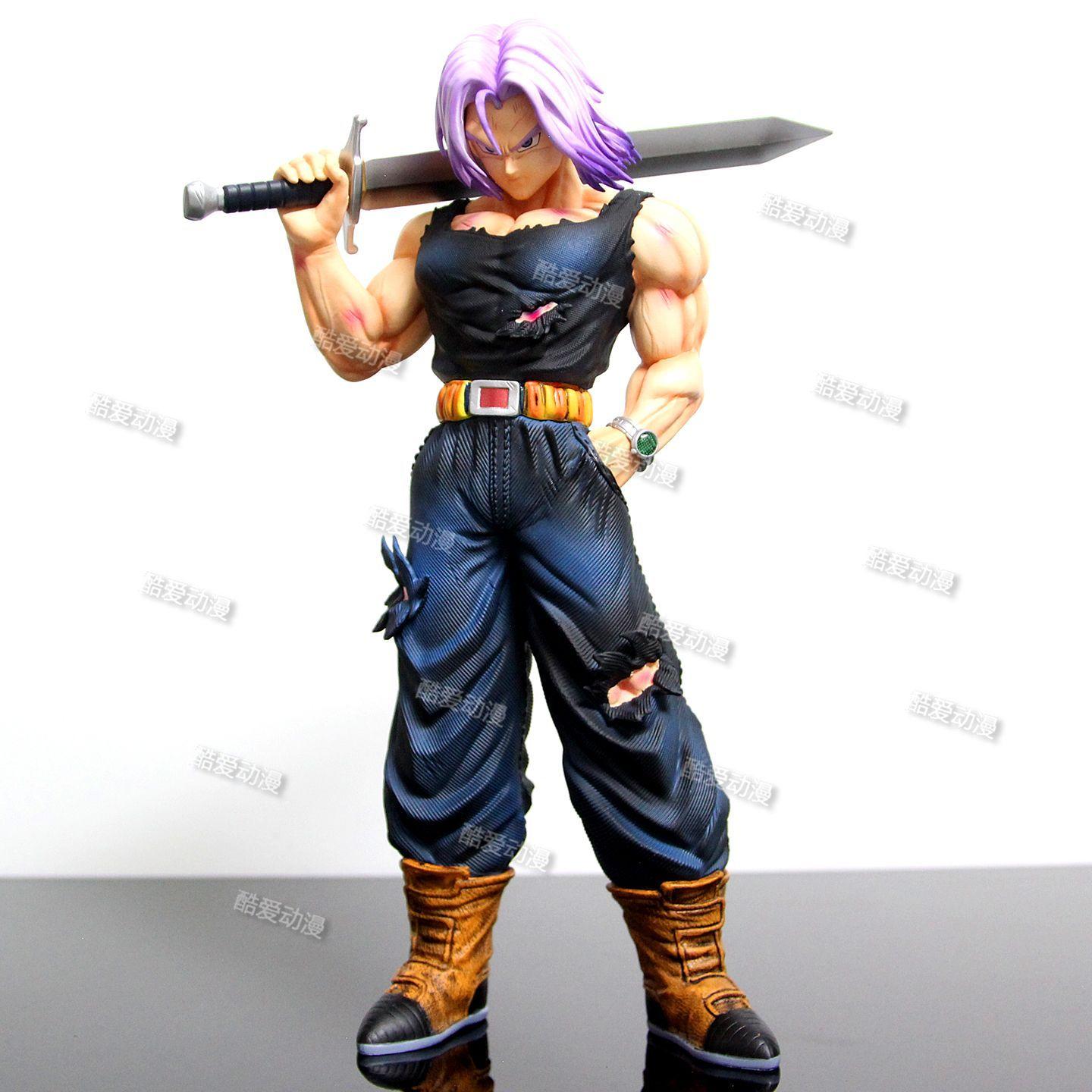 

34cm/13.39Inch Studio Trunks Figure Dragon Ball Sword Style Interchangeable Two Heads Anime Collectible Model Gift Deco JJ Z PVC Round Sensory No box