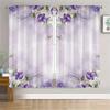 2 Pcs Elegant Purple & White Ombre Floral Curtains – Modern Rod Pocket Design for Living Room & Kitchen Decor