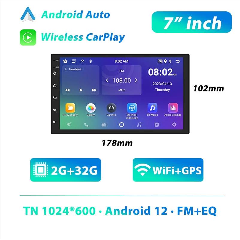 For 2 Din Android 12 Multimedia Video Player  10"/9"/7 " Universal WIFI GPS Android Car Radio CarPlay Android Auto Car Stereo
