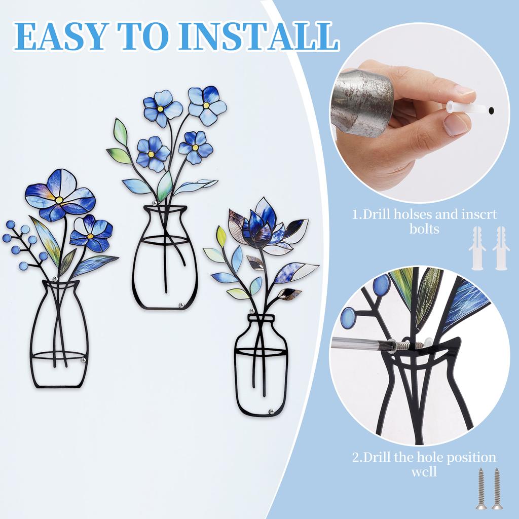 Metal Flowers Wall Decor Home Decor Metal Wall Art Decor Decorations for Living Room Porch Bedroom Decoration Christmas Gifts