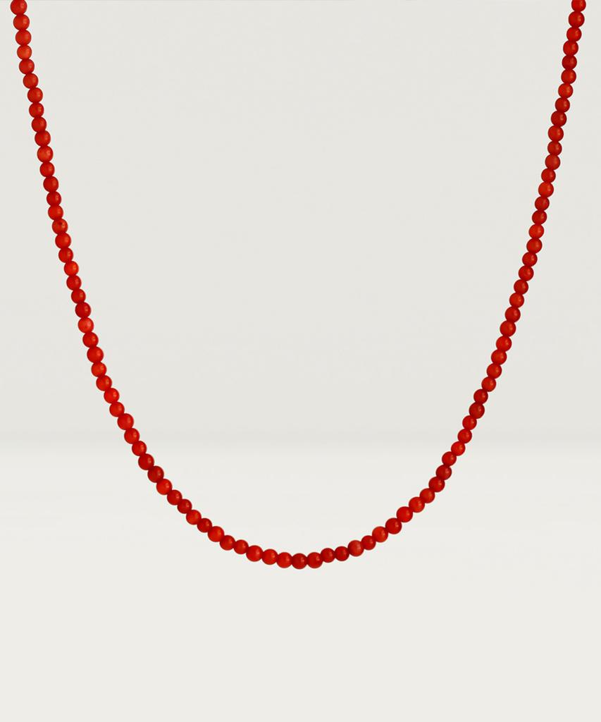 Haero 14K Natural Coral Gemstone Beaded Red Choker