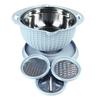 4 In 1 Colander Bowl with Slicing Tools Rotatable Strainer 2 Layer Stainless Steel Ergonomic Handle
