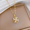 Titanium Steel Rotating Windmill Light Luxury Temperament Gorgeous Full Diamond Necklace Female Versatile Collarbone Chain Titanium Steel Chain