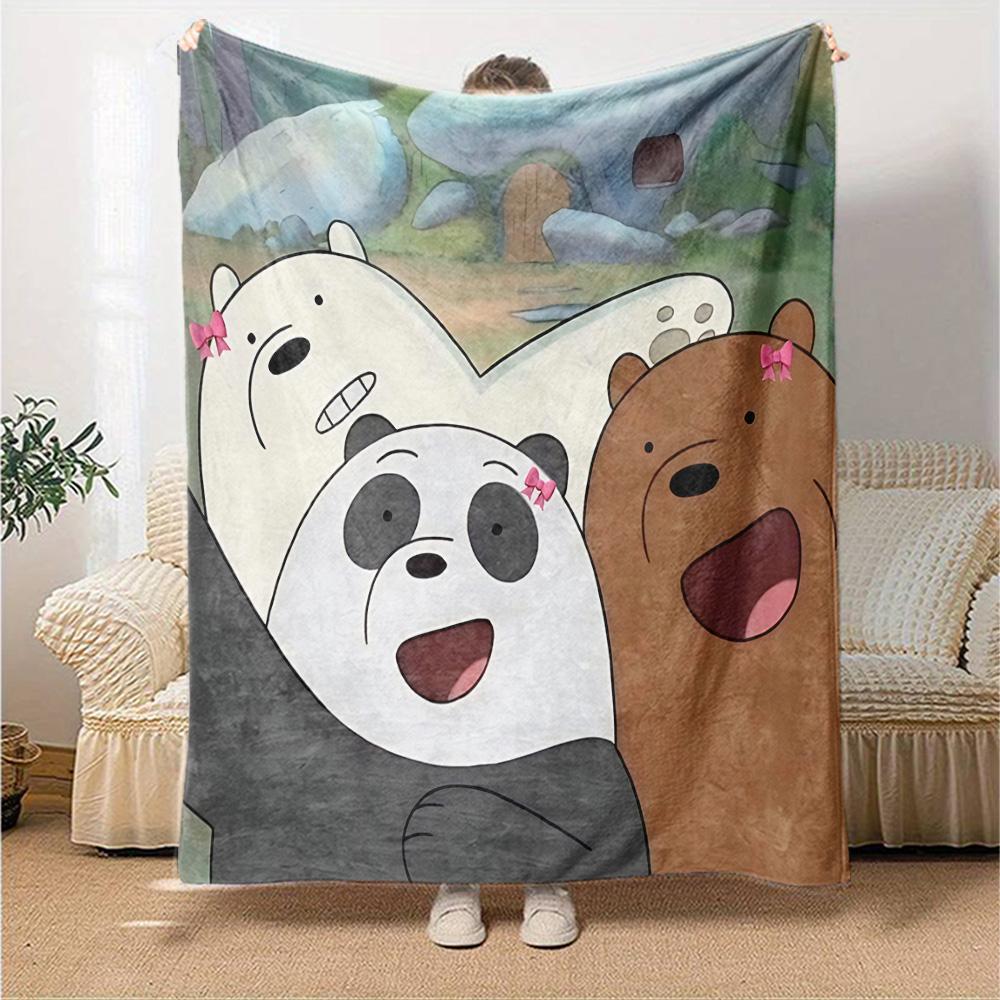 Bare Bears Adventure Flannel Blanket Super Soft Warm Cozy Blanket For Sofa Bed Office Travel Allseason Home Decor Gift