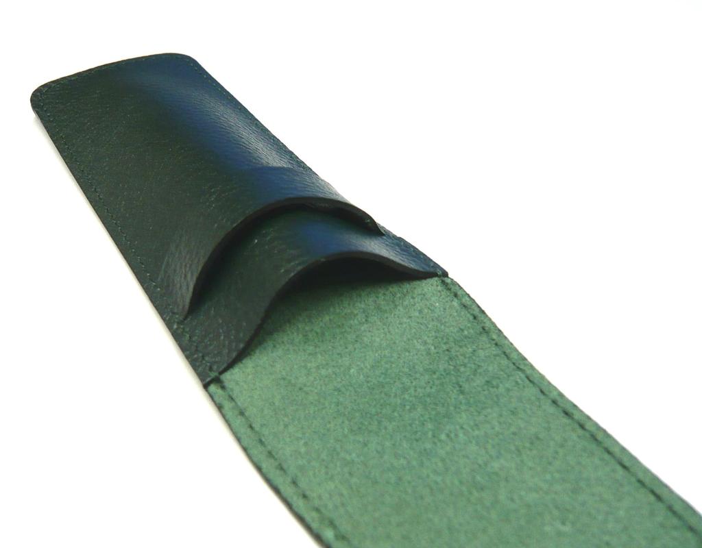 Grained Leather Pencil Case Moss Green Smartphone Touch Short Metal Rotary Ballpoint Pen Set SASMG-9A094A