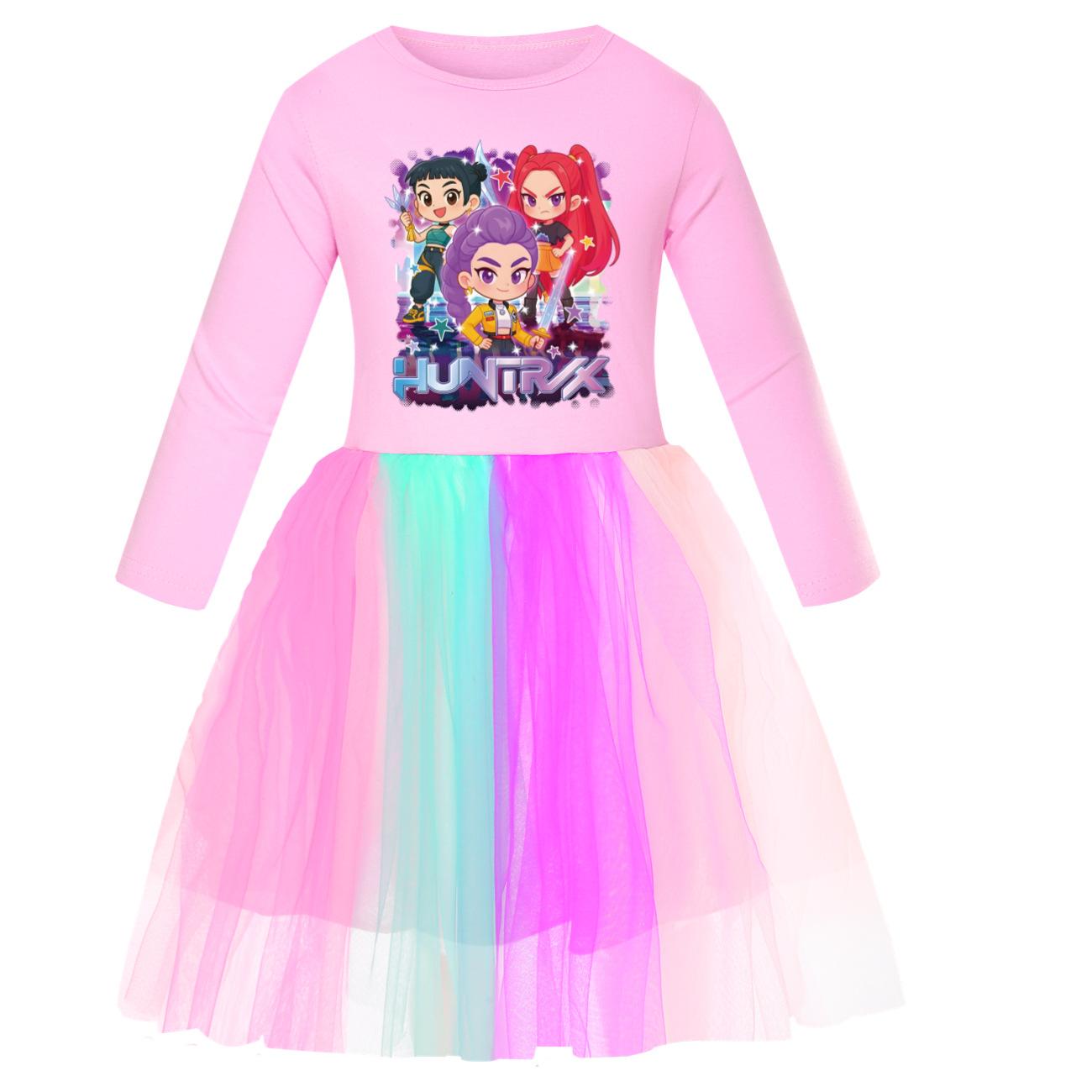 

Anime Print Cute Autumn Soft Comfortable Versatile Daily Style Colorful Dazzling Girl Beautiful Long Sleeved Dress 150