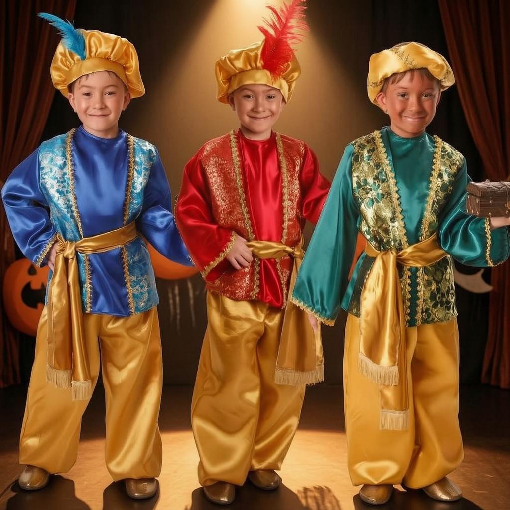 Kostým Aladina pro děti z polyesterové látky pro jevištní představení a halloweenský cosplay