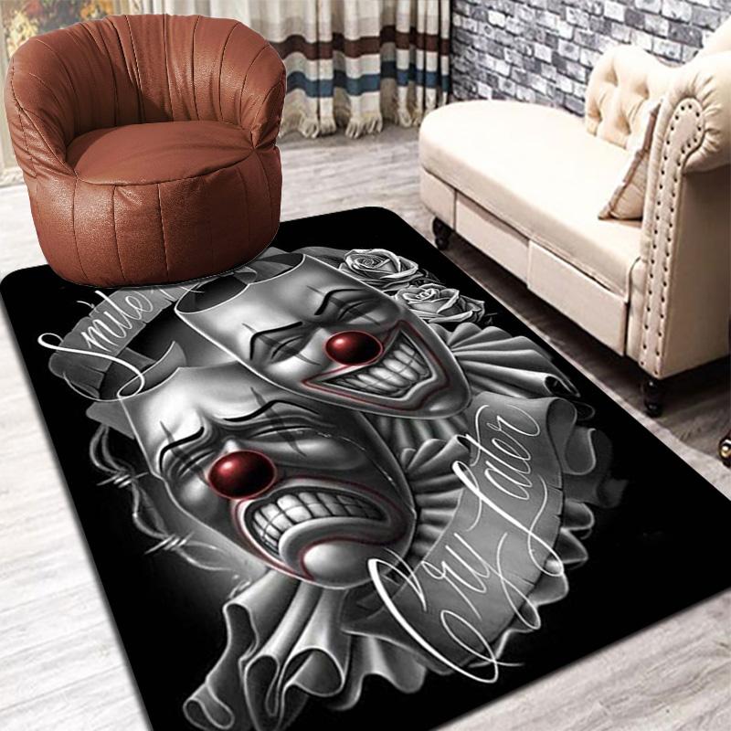 Laughing Crying Clown Face Rug Floor Mat for Living Room or Bedroom Soft and Comfortable Carpet a Gift for Birthday and Holiday.ZFF0913290