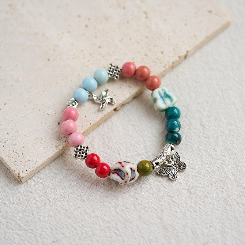 Literary Bracelet Maillard Color Jingdezhen Ceramic Bracelet Female Gift Student National Style Creative National Style Accessories