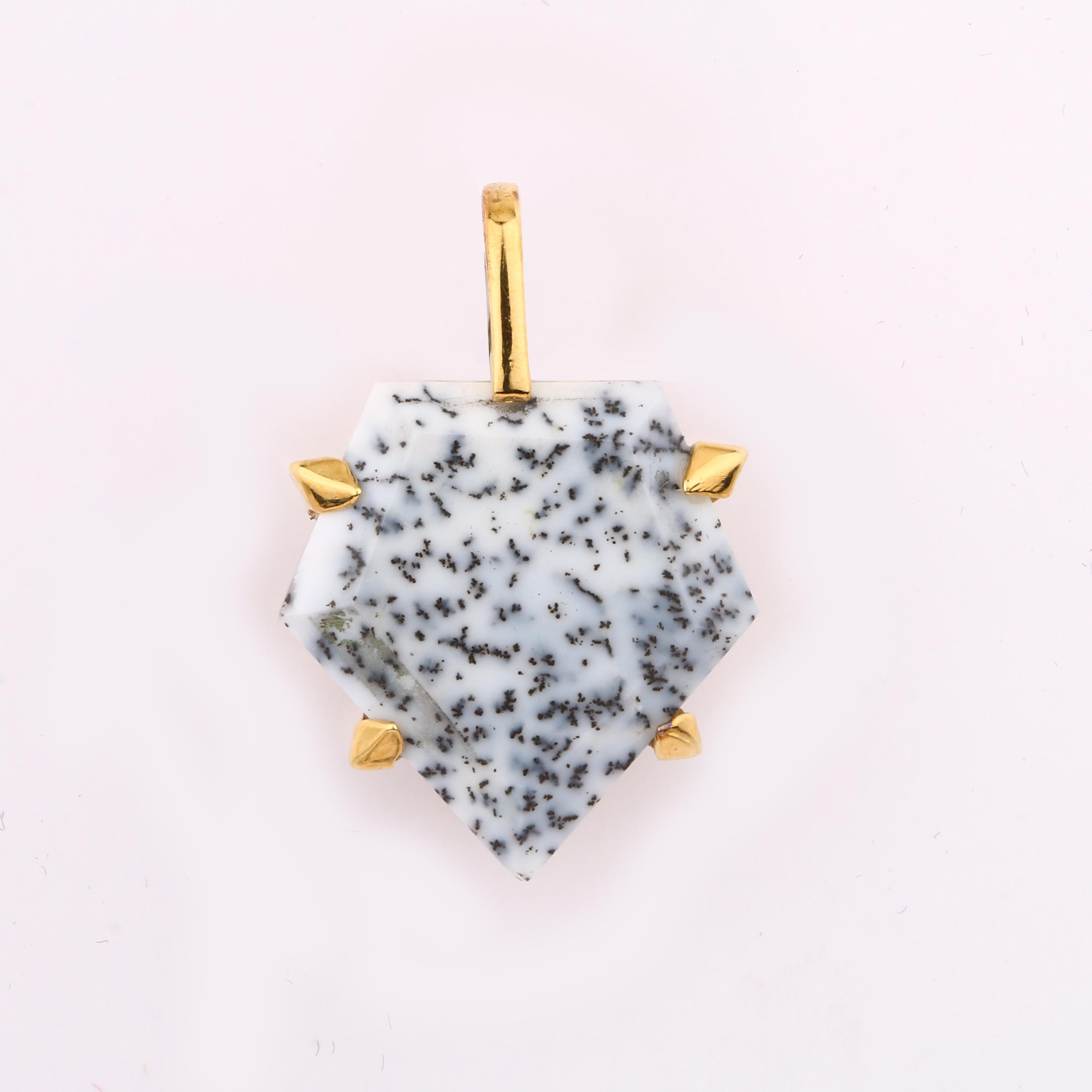 

925 Silver Dendritic Agate Pendant Women Unique Gemstone Jewelry Gift білий