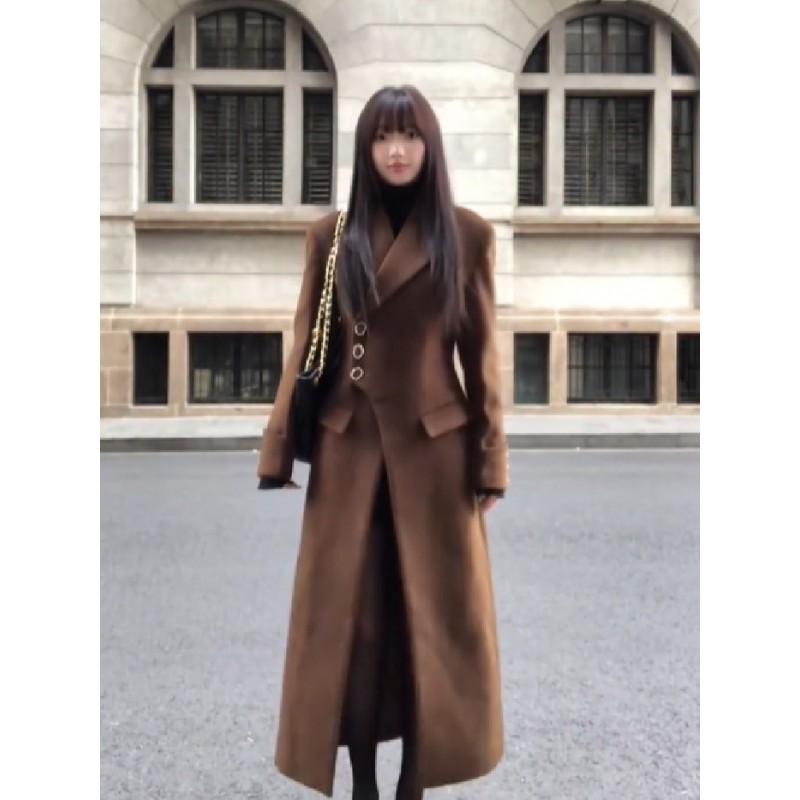 Womens Wool Blend Asymmetrical Tailored Coat