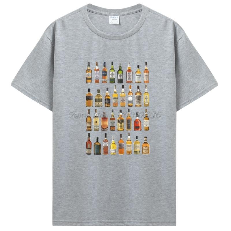 Single Malt Whisky T-Shirt Whiskyflaschen Vatertagsgeschenk Tops Kleidung Baumwolle T-Shirts Geschenkidee T-Shirt Herrenbekleidung