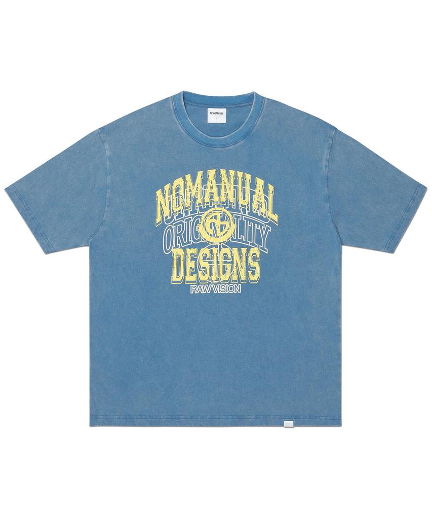 Nomaenyueol Layered Arch Graphic T-Shirt - Washed Navy