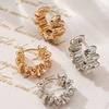 Glossy twisted pleated irregular ear buckle temperament versatile trend earrings