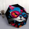 1pc Creative Glasses Cat Automatic Open/Close Umbrella, Portable Compact Umbrella for Men & Women A031