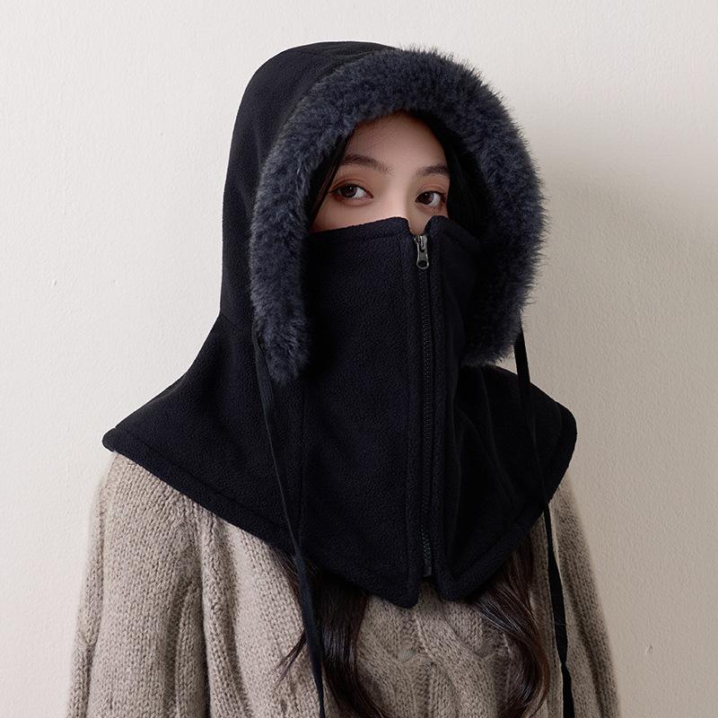 Winter cycling windproof Lei Feng hat cold warm hat women's scarf integrated pullover hat simple head hat