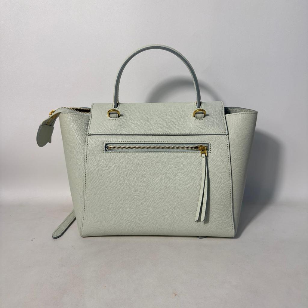 [Pre-Owned] Belt Micro Light Blue Leather Catfish Crossbody Shoulder Bag With Silver Hardware And Detachable Strap - Excellent #G2G3XX