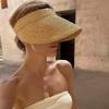 1Pc Fashion Straw Sun Visors For Women Foldable Wide Brim Hats Summer Beach Visor Hat Outdoor Travel Sun Hat With Large Eaves