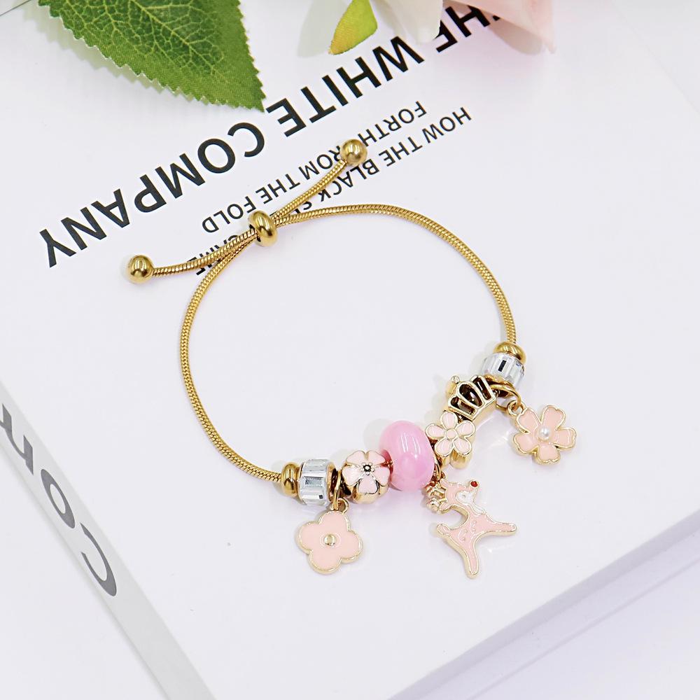 Регулируемый Цветочный Подвес Браслет-Браслет из Нержавеющей Стали Для Женщин Модный Браслет Подарок Украшение для Лучшей Подруги