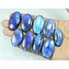 446Cts.Natural Labradorite Blue Flash Oval Cabochon Loose Gemstone 09Pcs Lot LL-1220