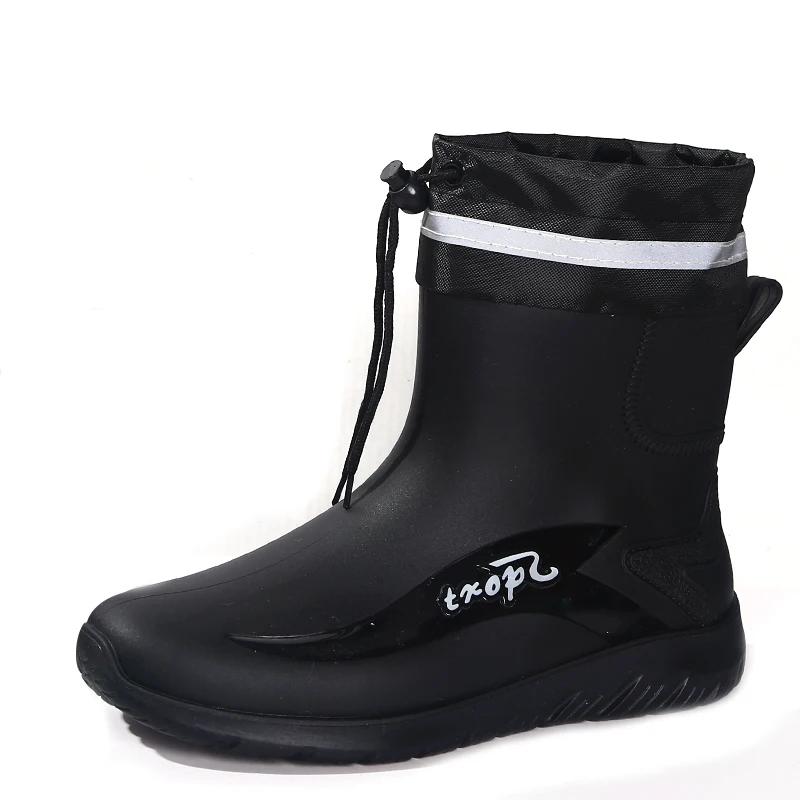 Men's  Short Tube Fashion Winter Outdoor Warmth Waterproof Anti Slip Rain Boots Work Shoes Kitchen Fishing Water Shoes