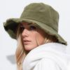Ladies' Denim Drawstring Torn Edge Bucket Hat, Sun Resistant Outdoor Hiking Hat, Adjustable, Fashionable Daily Travel Headwear