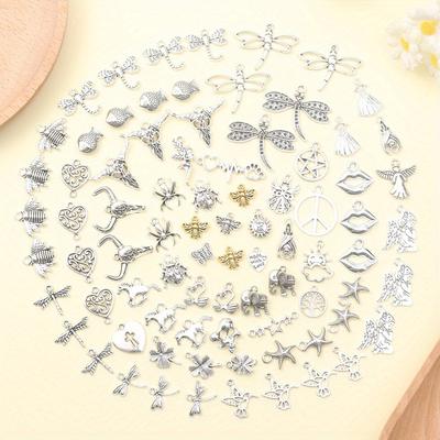 7/14/21 adet alaşım malzeme çoklu böcek kolye yusufçuk kolye retro böcek kanadı kolye DIY yaz plaj halhal küpeler