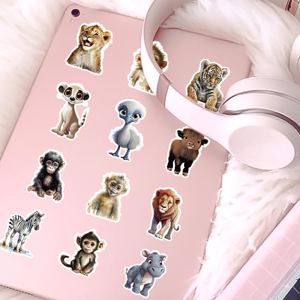 50 Cute Ins Wind Animal Stickers Pack Notebook Paper Pencil Box Decoration Stickers Waterproof Creative Children's Stickers