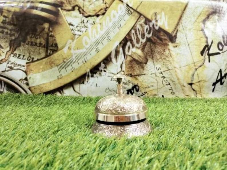 Brass Reception Bell: Ornate Desk Counter Service Bell