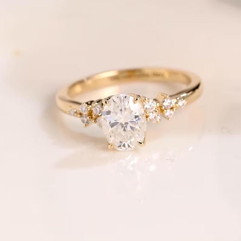 Unique Oval Cut 1ct-3ct Moissanite Halo Ring 925 Sterling Silver Half Eternity Rings for Woman Wedding Jewelry with Certificate 5&Zircon золотой