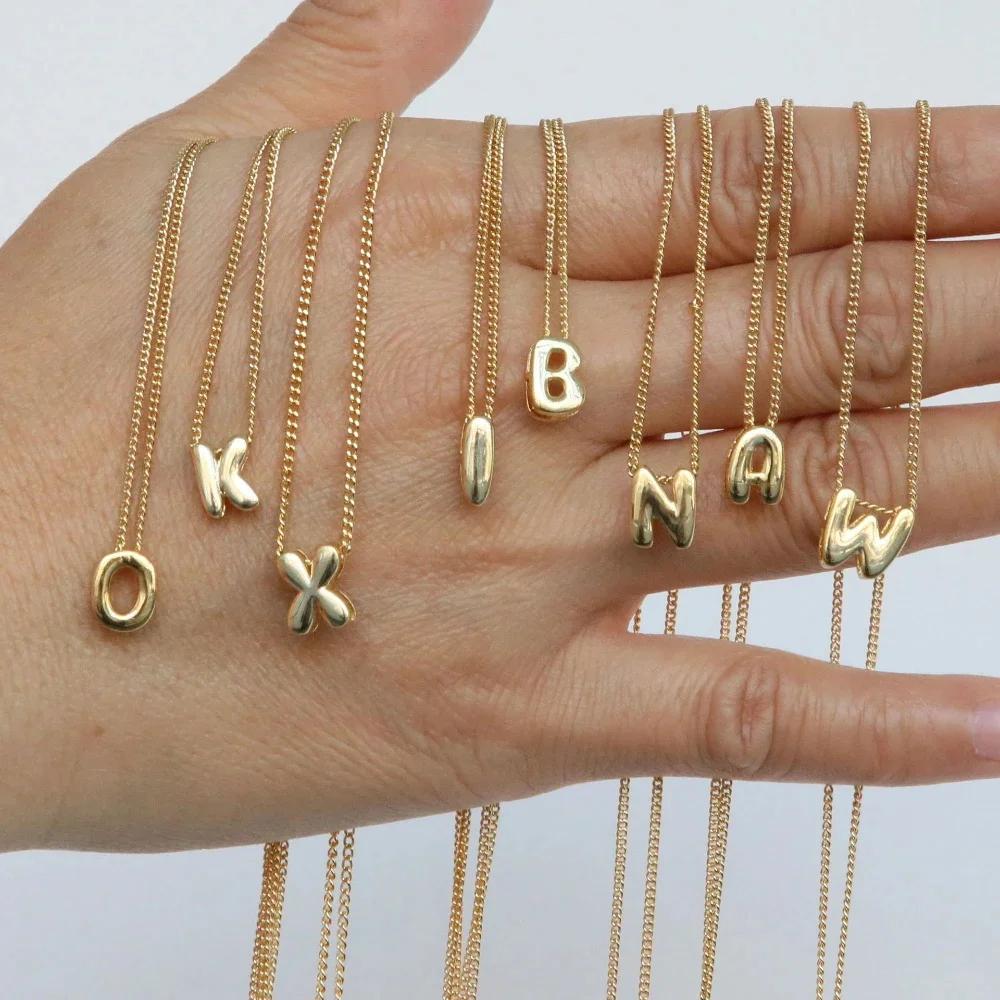 

New Handmade Balloon Initial Alphabet Color Cord Neckalce Stainless Steel Bubble Chunky A-Z Letter Birthday Gifts Gothic Jewelry Z