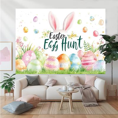 VIKAMA Easter Party Banner Spring Easter Bunny Photography Background Living Room And Outdoor Decoration