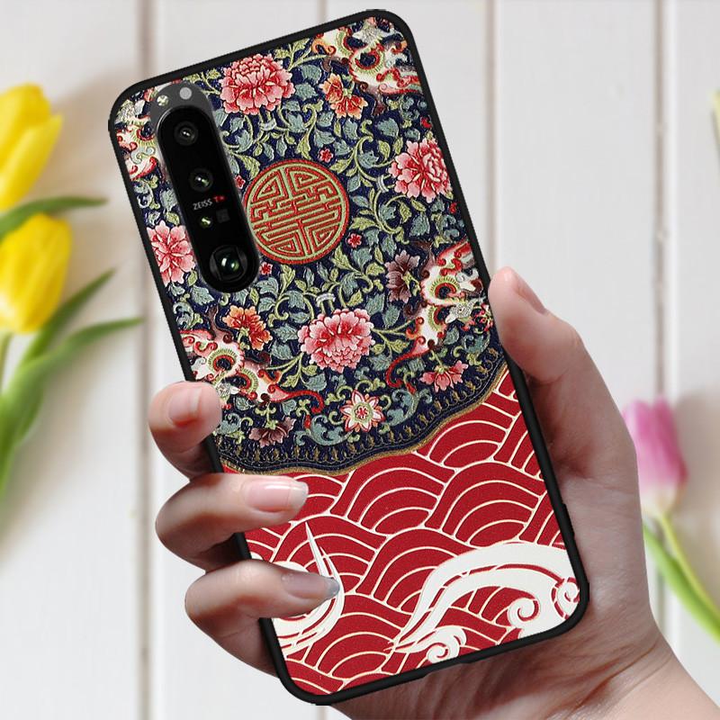 3D Emboss Flower Case For Sony Xperia 10 III Cover Cute Relief Case For Sony Xperia 1 III 5 III 10III Phone Case Coque Fashion